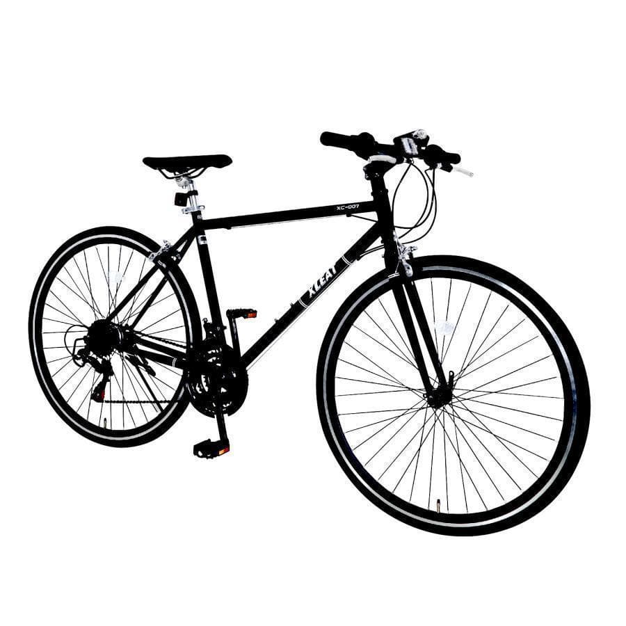 クロスバイク 700c自転車21段変速Y2448シマノ製 軽量 スタンド付　黒