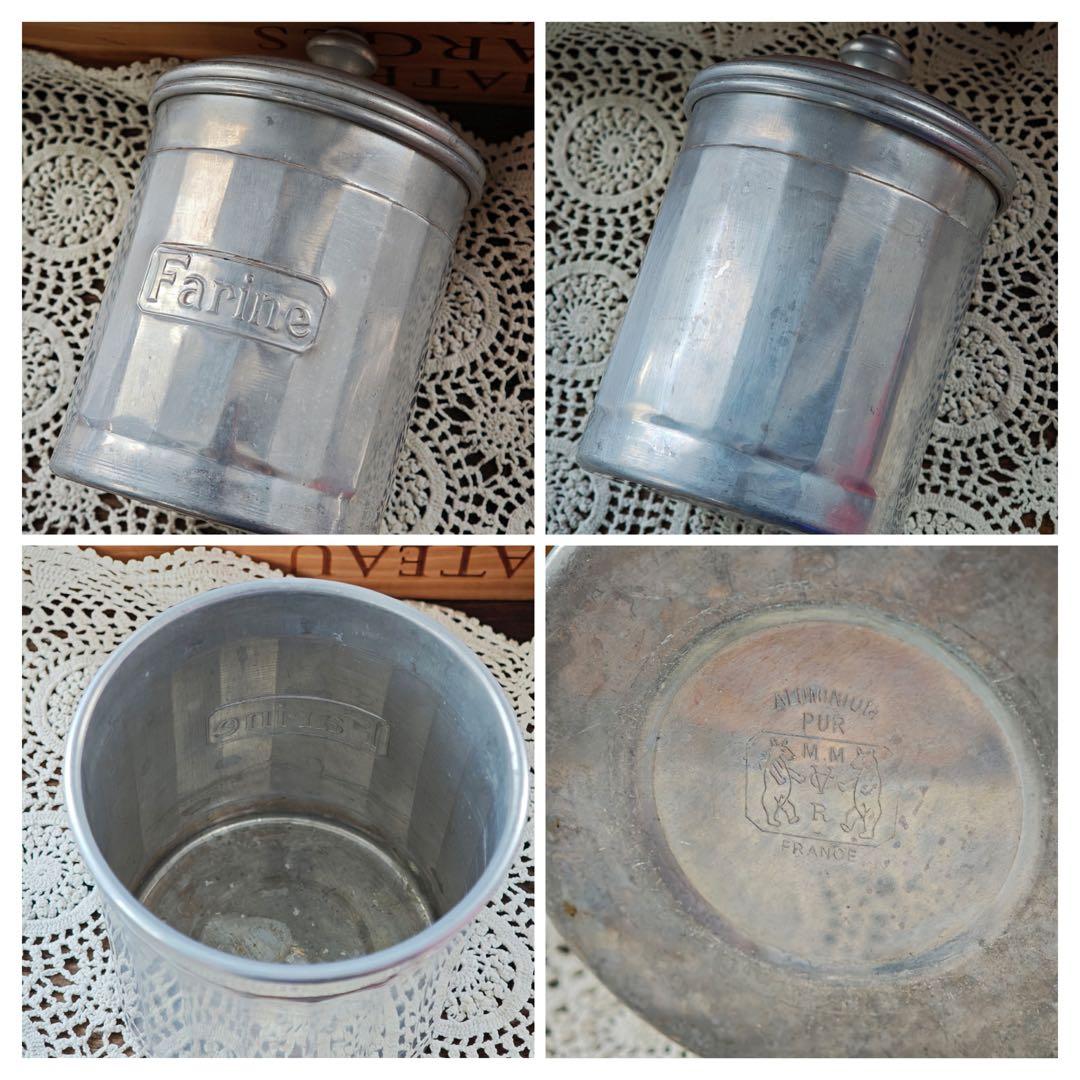 40年代フランスヴィンテージ アルミキャニスター 6点セット　フランス製刻印あり