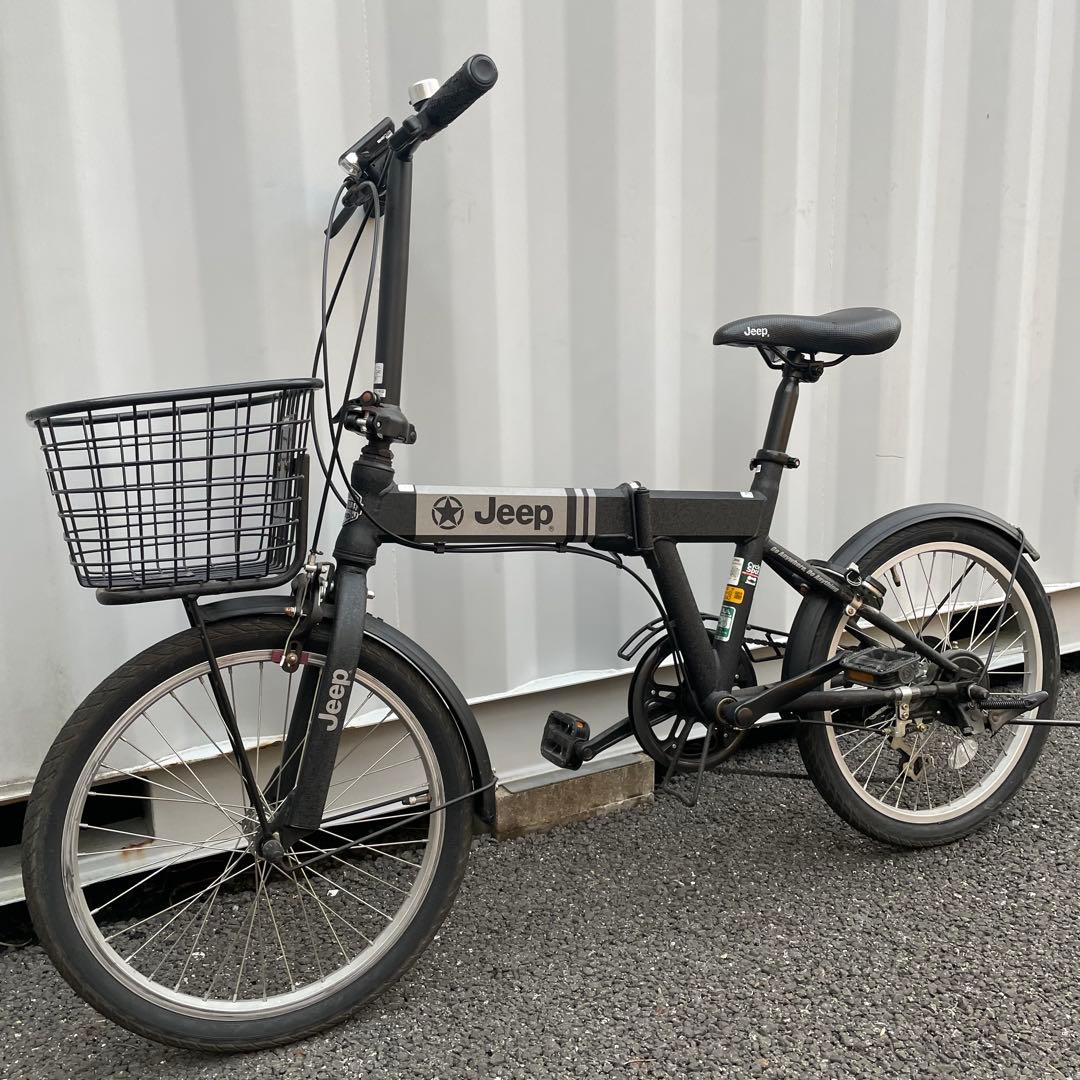 折りたたみ自転車 20インチ JEEP 6段変速カゴ付き