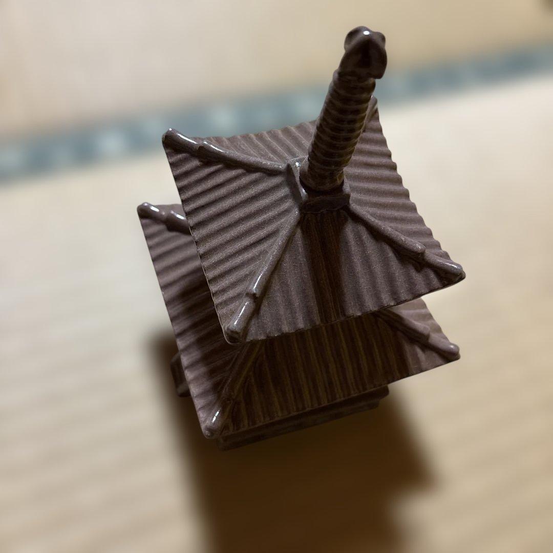 茶色陶器 二重の塔の置物　赤膚焼 更に10％値下げしました！