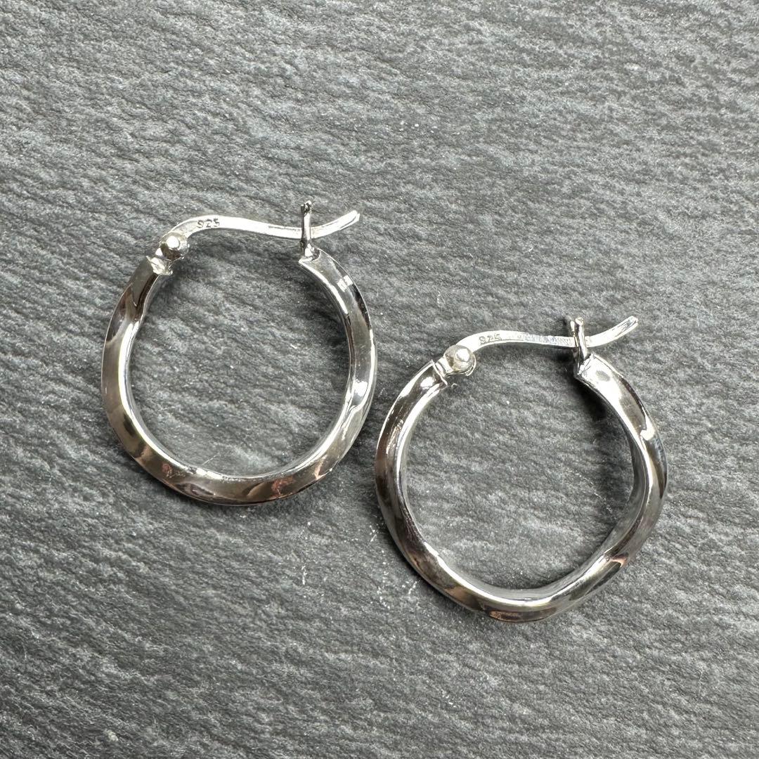 シルバー925 silver 歪みフープピアス/軽研磨仕上げ