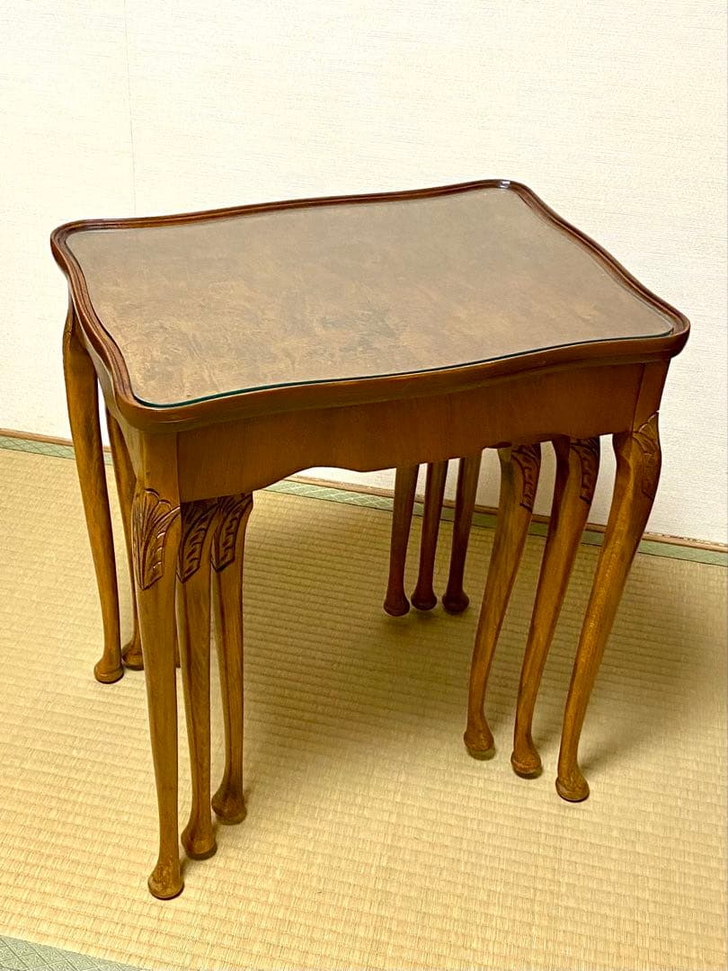 ネストテーブル 3点セット 木製 曲線脚