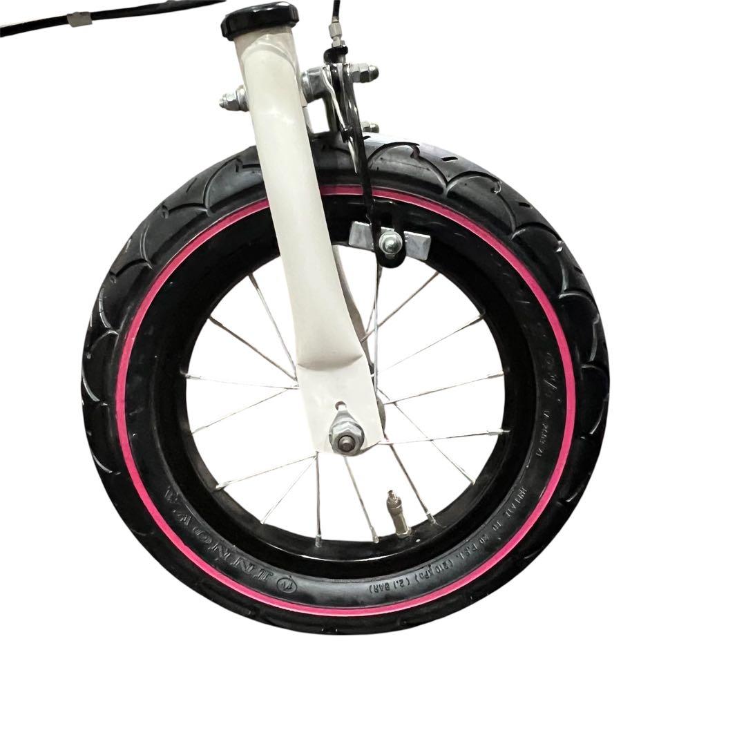 極美品☆限定カラー　へんしんバイク 自転車 ホワイト ピンク　空気入れ付き