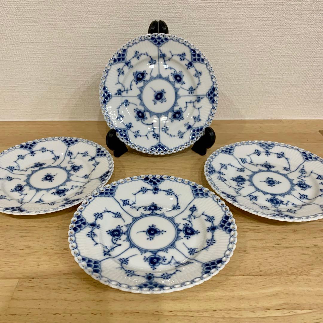 ロイヤルコペンハーゲン ブルーフルーテッド フルレース 6インチ プレート 4枚
