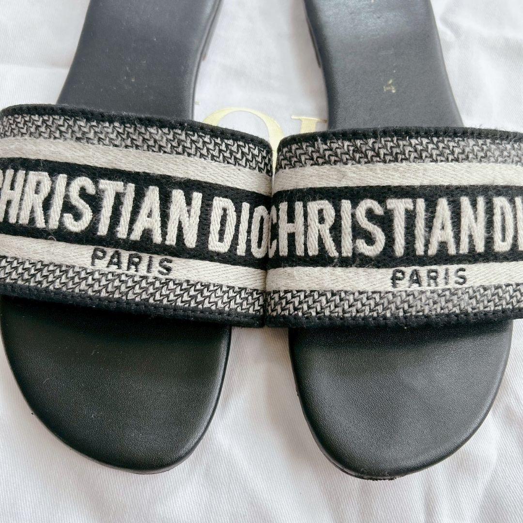 現行モデル✨DIOR サンダル Dwayスライド ロゴ 刺繡 エンブロイダリー