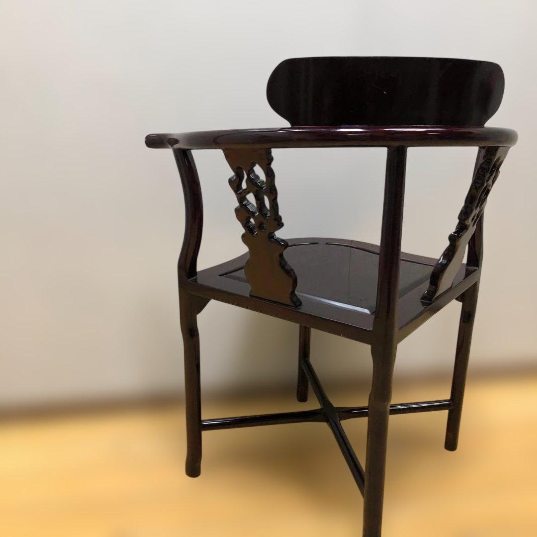 唐木調 隅椅子 コーナーチェア 中国家具 和室 床の間 飾椅子 260207-4