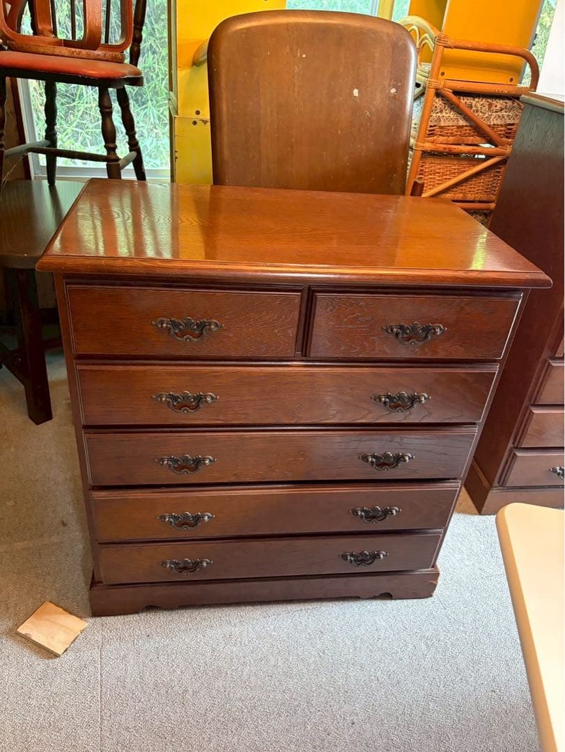 越後民芸 家具 5段 チェスト 民芸 箪笥 整理 タンス 洋服 当時物　高級