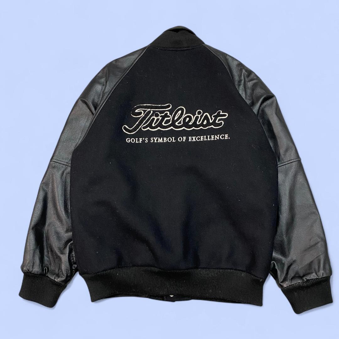タイトリスト 本革 レザー スタジャン ブルゾン ジャケット M ブラック