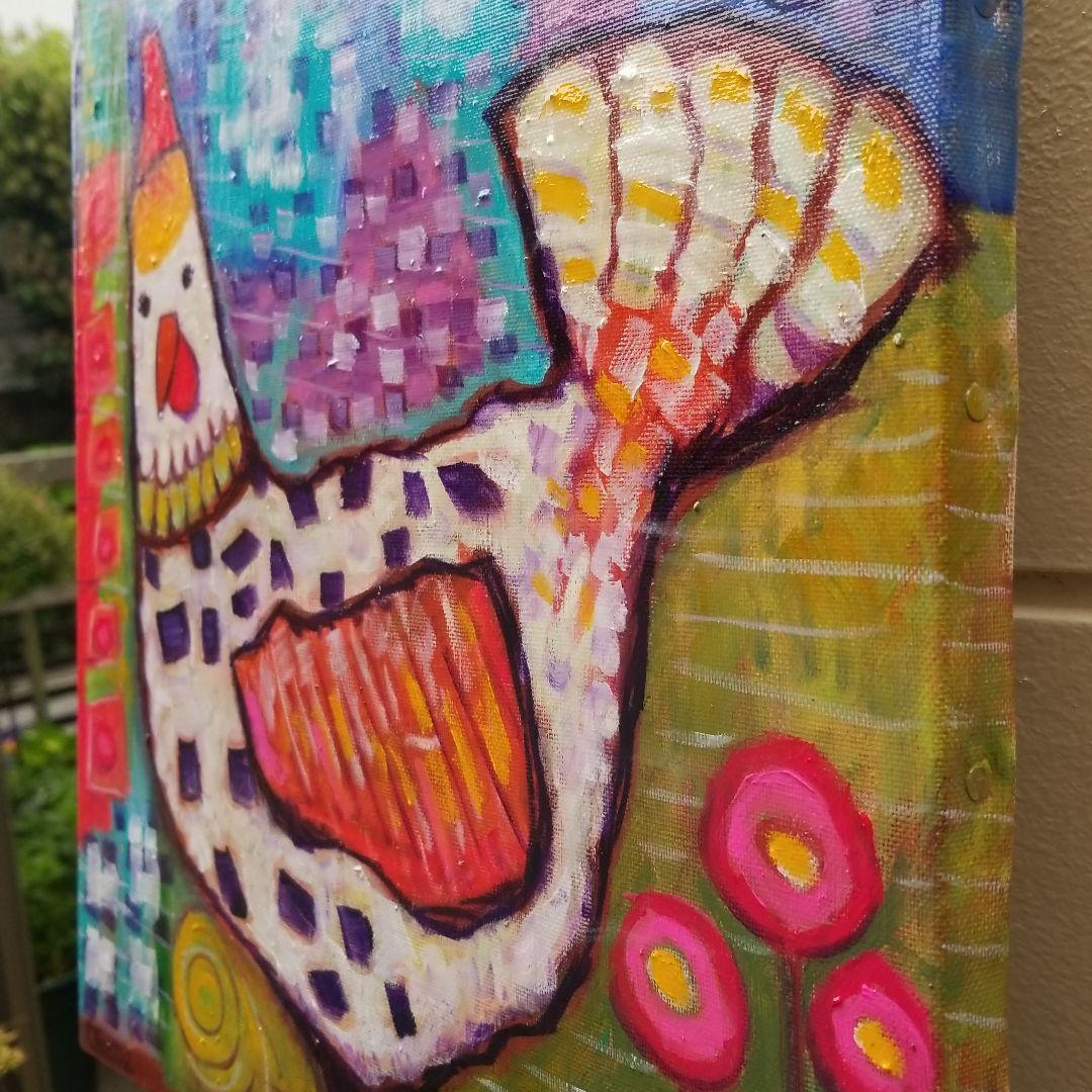 キャンバス油絵　 専用　ごきげんなめんどり♪♪　2