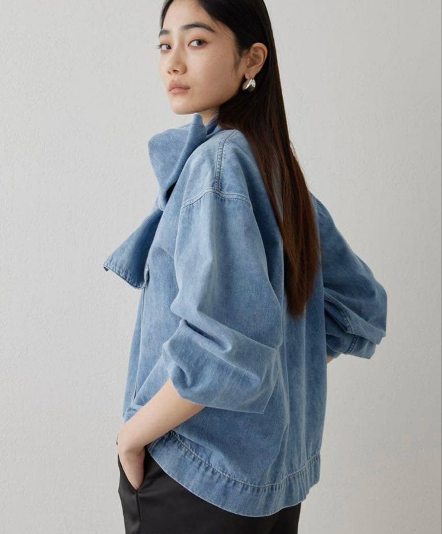 【Whim Gazette】DENIM ボウブラウス ボウタイ