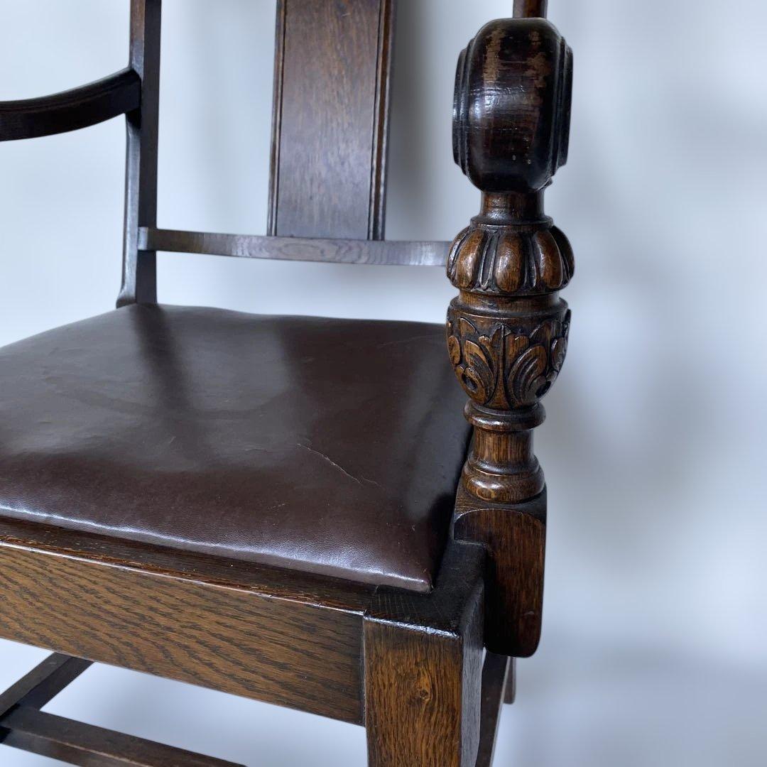 英国 アンティーク オーク アームチェア 椅子 チェア