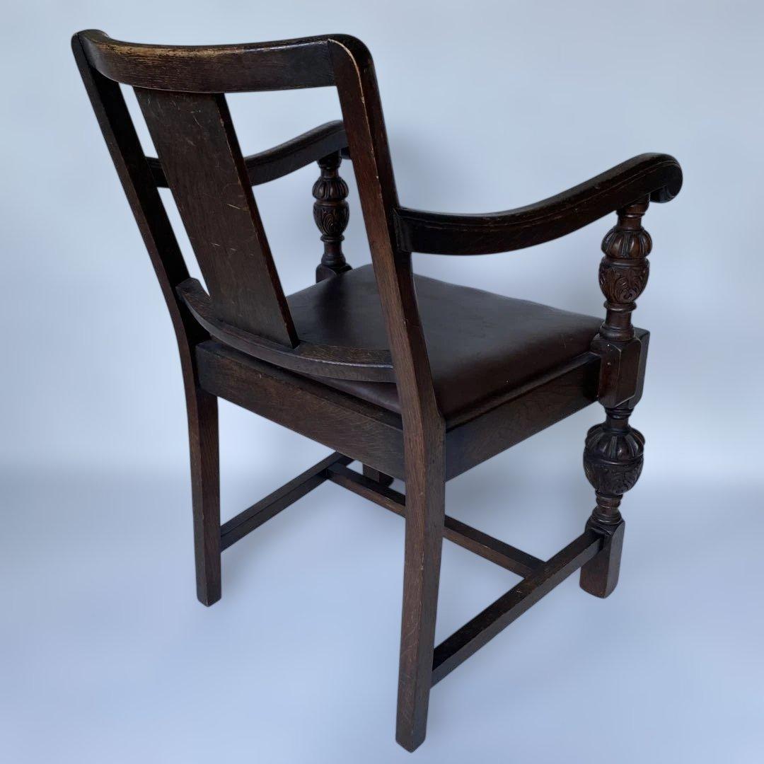 英国 アンティーク オーク アームチェア 椅子 チェア