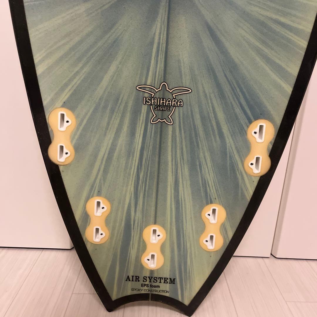 ISHIHARAサーフボード グリーン 5フィン 6.5フィート