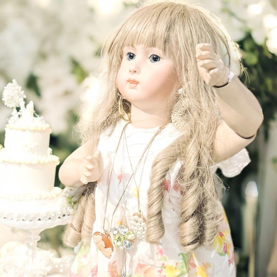 ビスクドール ロングフェイス ジュモー 作家様 ワンピース ドレス ボネ アクセ