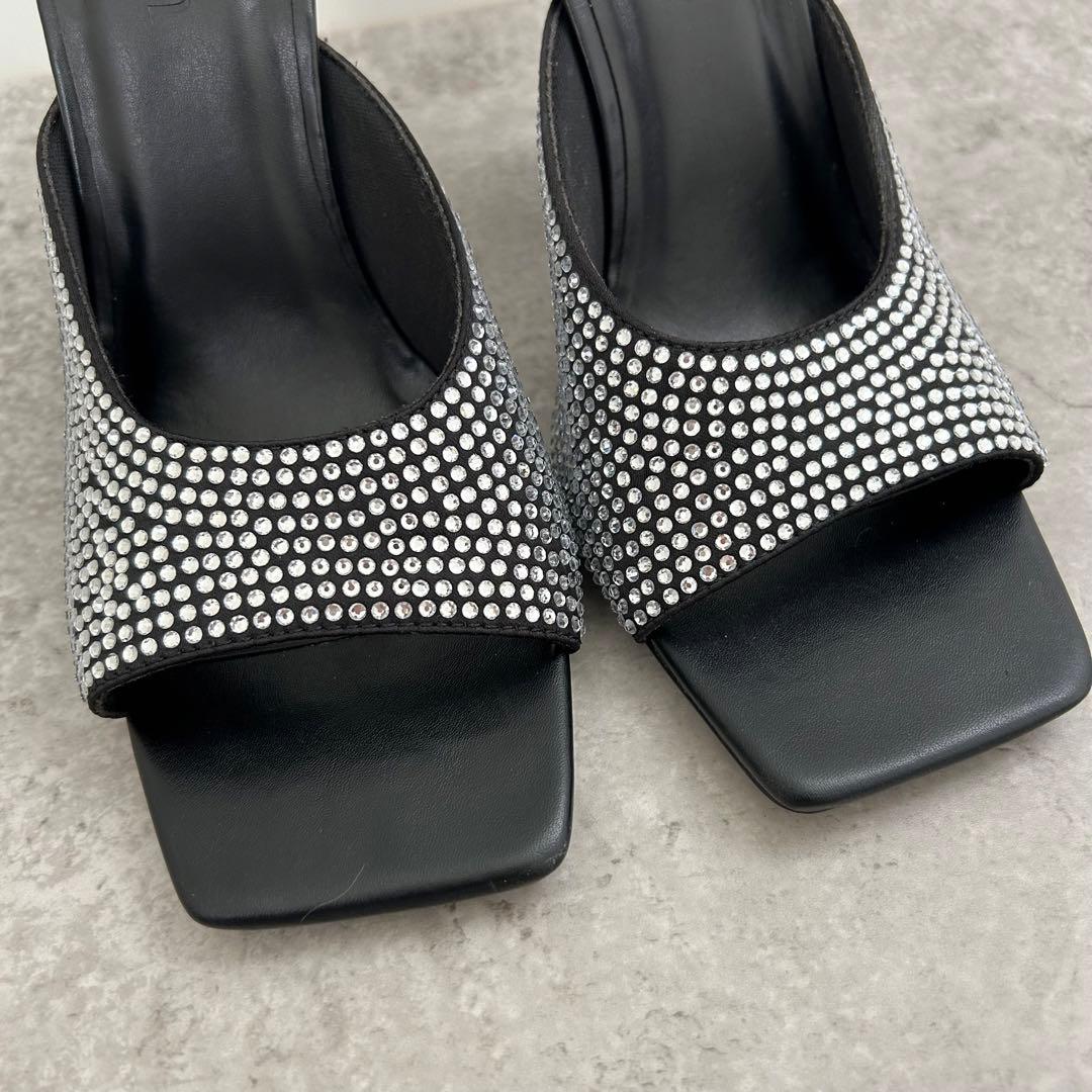 Darich ダーリッチ　クリスタルビジューサンダル　XL ヒール　黒