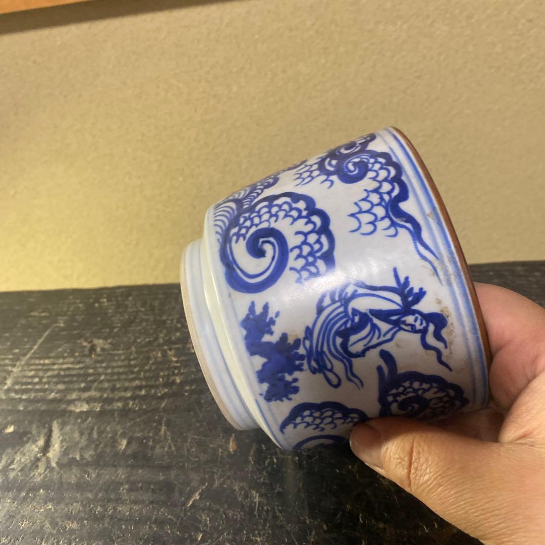 中国雲仙人図大香炉【桐箱付】