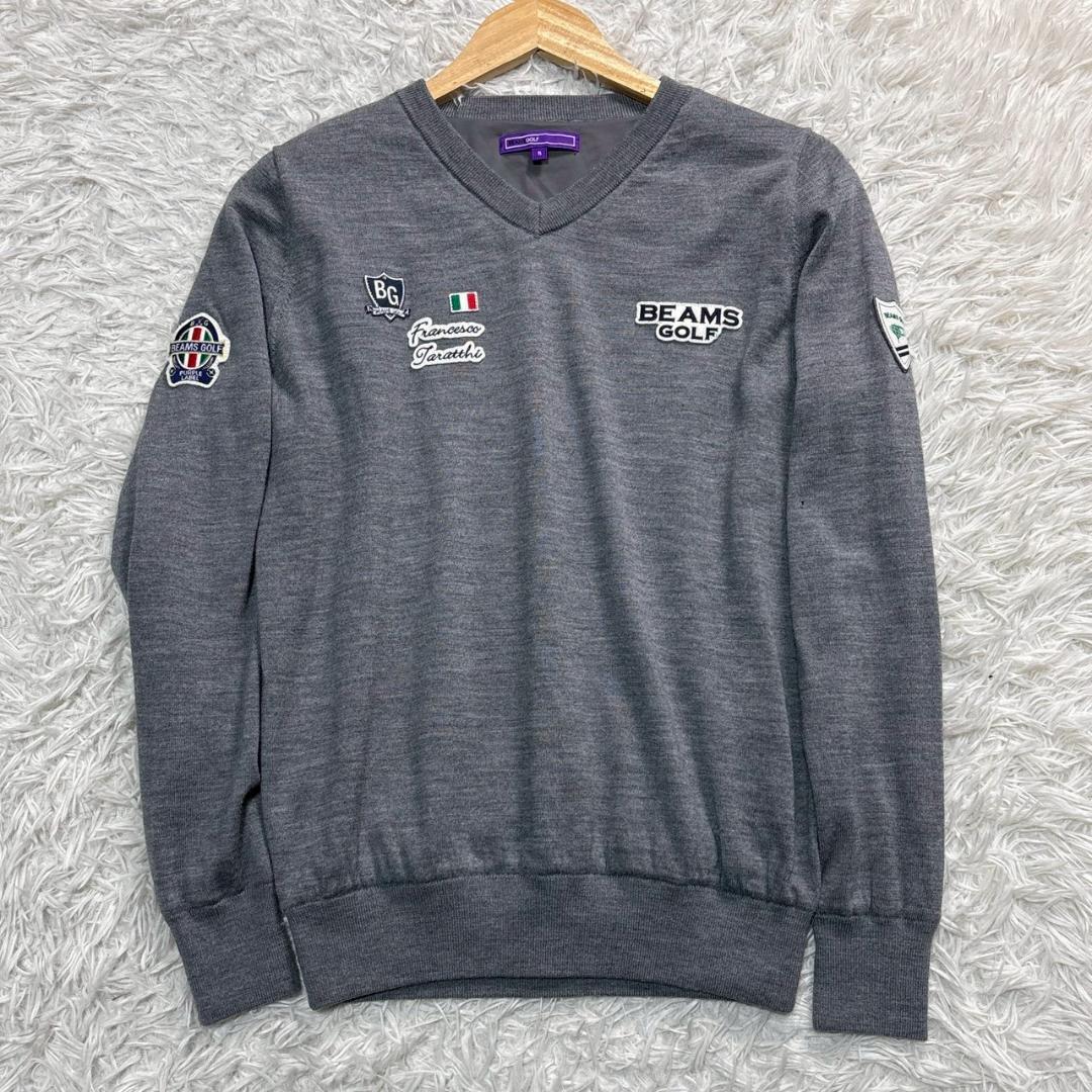 2021FW BEAMS GOLF グレー Vネックセーター S ウール