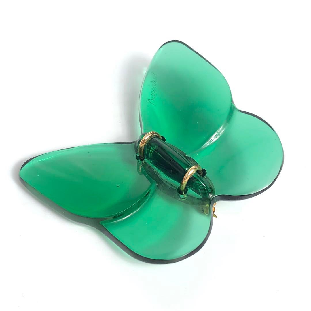 Baccarat バカラ ブローチ 蝶々 750 グリーン系 クリスタル 緑