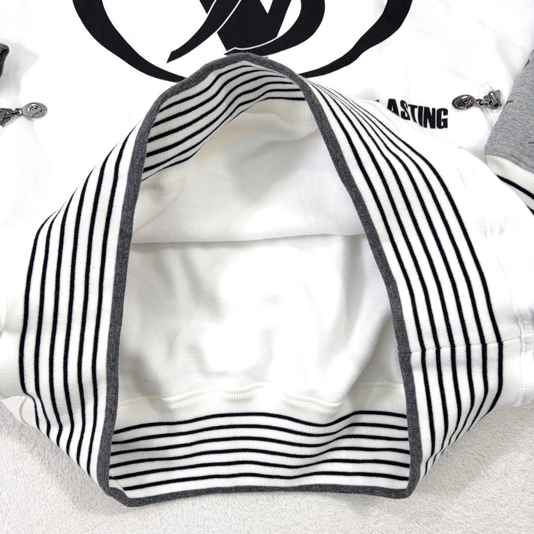 【BARNIVARNO】ハーフジップスウェット 背面ビッグロゴ 袖切替 白 3L