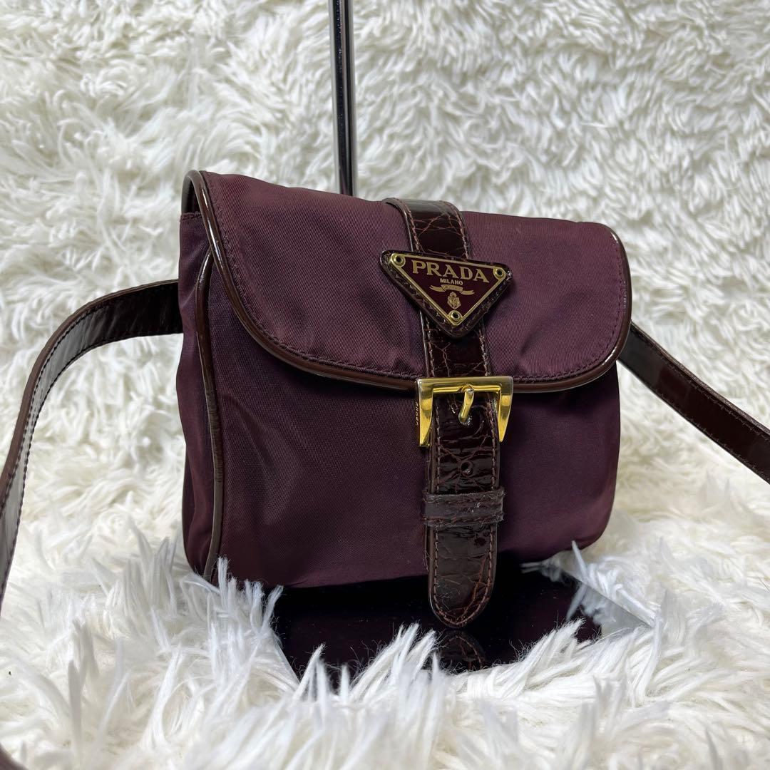 超希少✨ プラダ ウエストポーチ ボディバッグ 三角プレート クロコ ナイロン