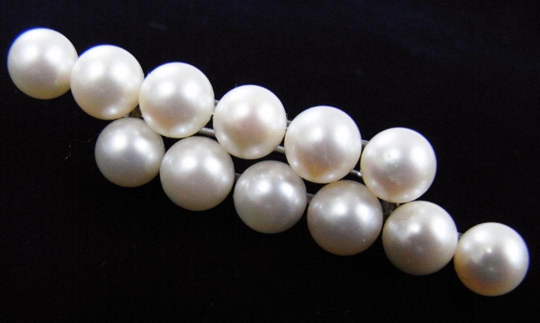 ★925シルバー(銀製)・１２粒アコヤ真珠（本真珠）アンティークブローチ★