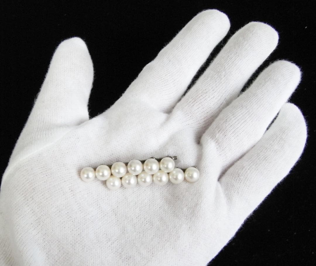 ★925シルバー(銀製)・１２粒アコヤ真珠（本真珠）アンティークブローチ★