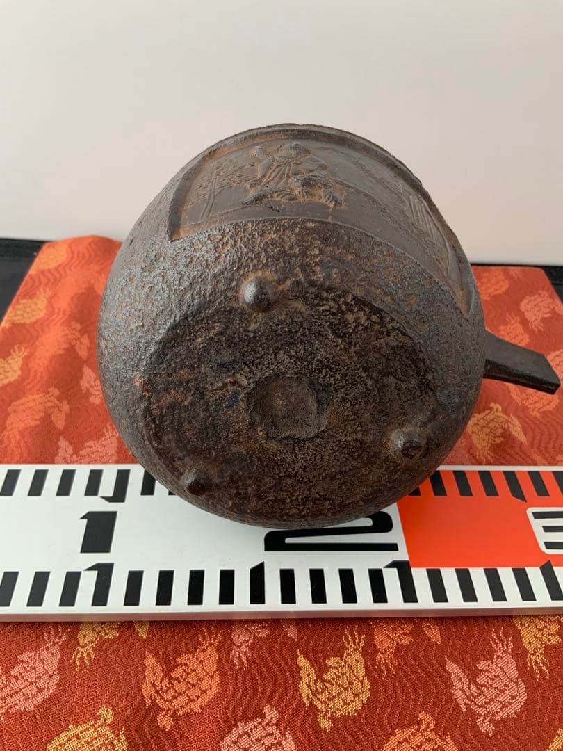 茶道具/懐石道具　銚子(燗鍋)江戸時代　銀象嵌/漆塗蓋16葉菊紋蒔絵散し。優品。