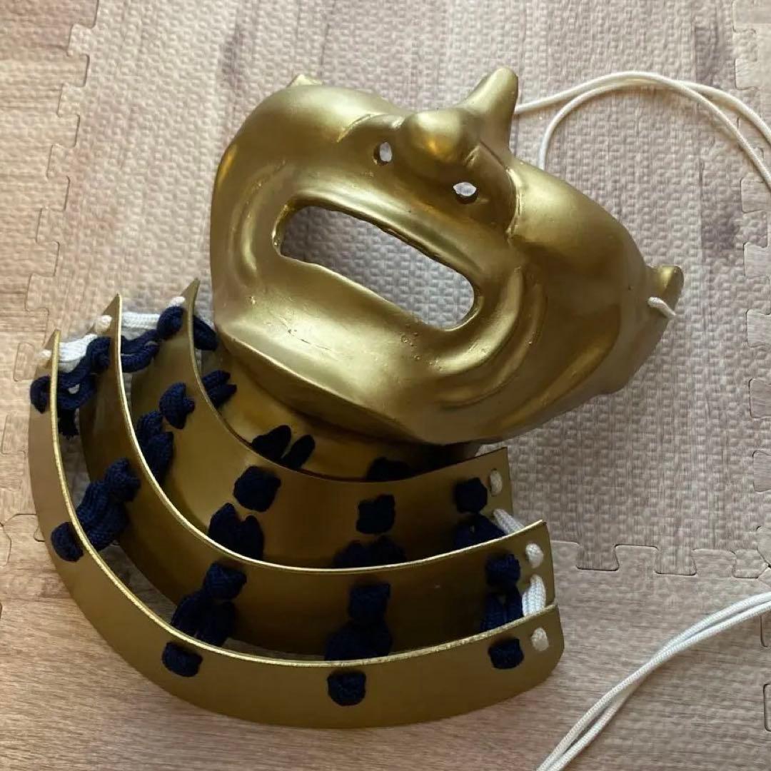 【着用可能】手作り面頬　武具　鎧兜　甲冑　等身大　半頬　　mempo mask