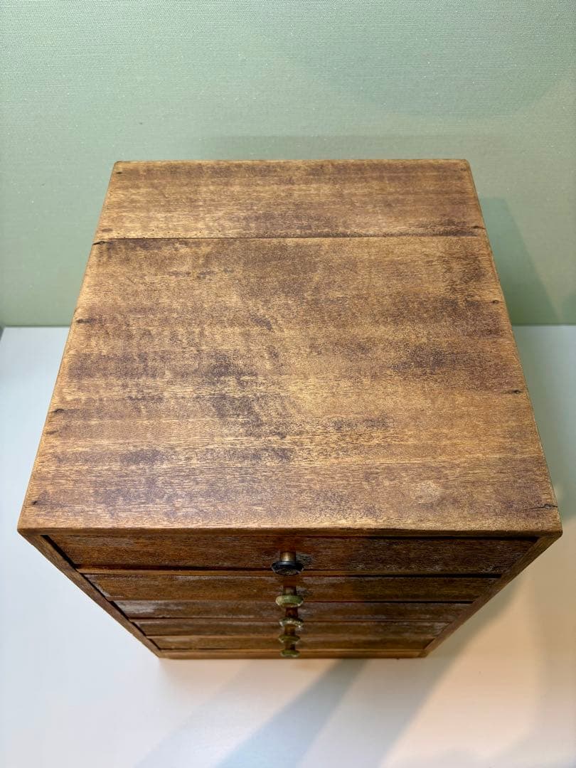 木味の小引き出し5段 レトロインテリア収納　レトロ雑貨好きに