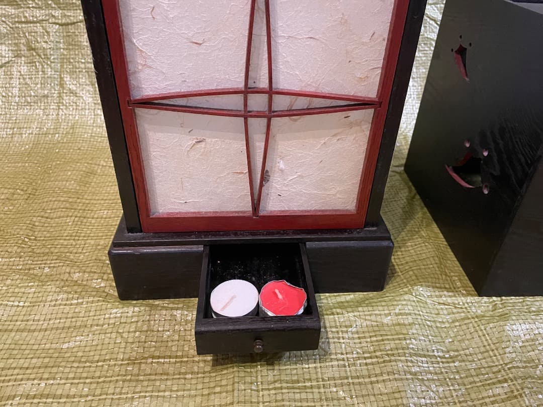 有明行灯　古民具 骨董　行燈　行灯　和紙と蝋燭のおまけ付き