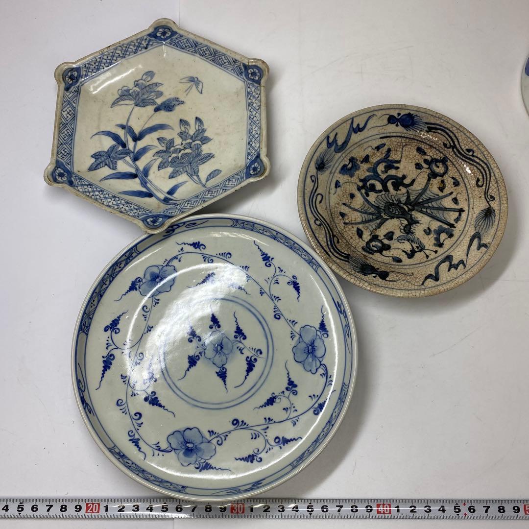 古伊万里　染付盃洗　中皿　蕎麦猪口色々　9点タコサ　東さ7-0323②