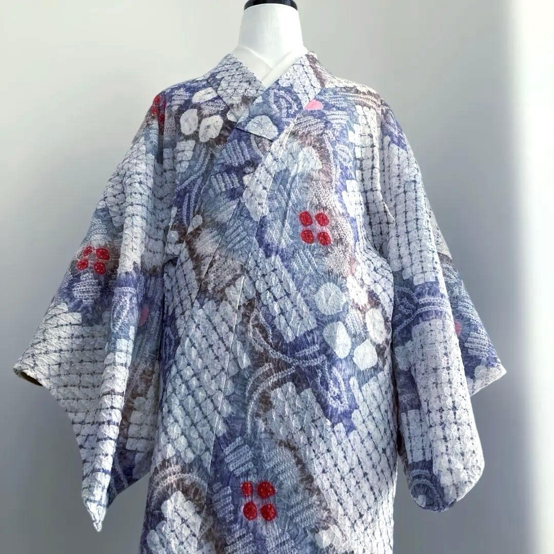 有松鳴海絞り・蜘蛛絞り　浴衣　手縫い　絞り浴衣　身丈156cm No.2-15