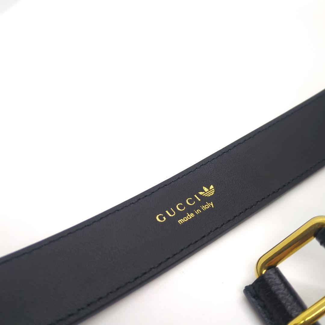 GUCCI × adidas コラボ レザーベルト　黒白　美品 約100cm
