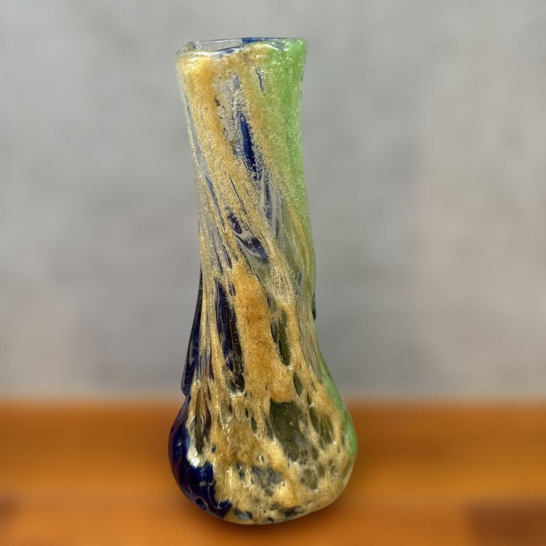 稲嶺盛吉.宙吹ガラス.花瓶.琉球ガラス.大きめ