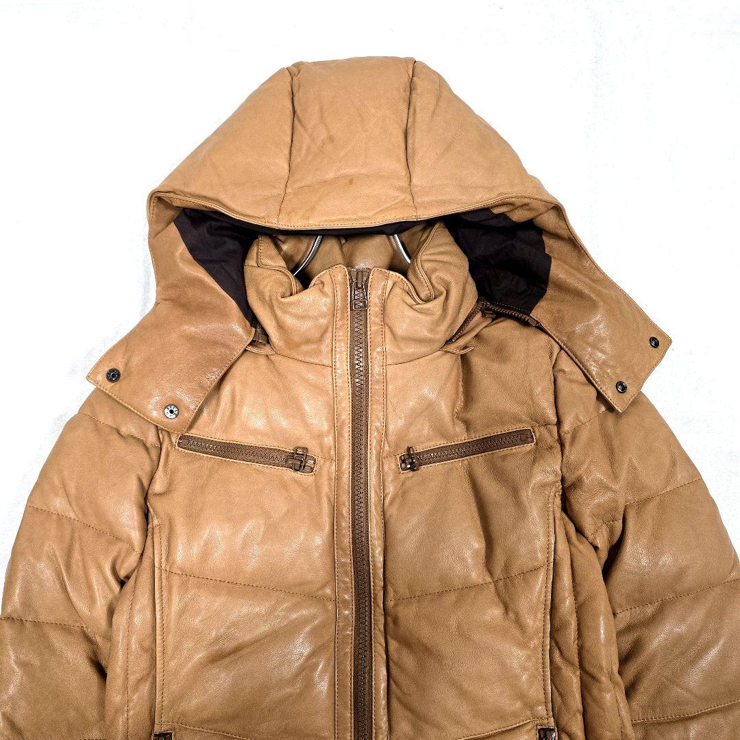 エーゼイバイジュンハシモト レザー ダウンジャケット 羊革 2way キャメルM