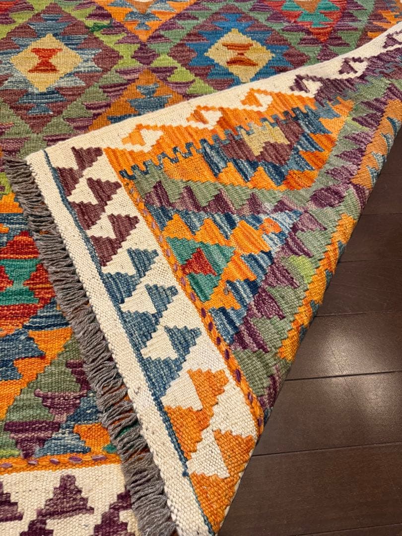 Vol.4アフガニスタン　遊牧民　手織りキリム　センターラグ　174×127④