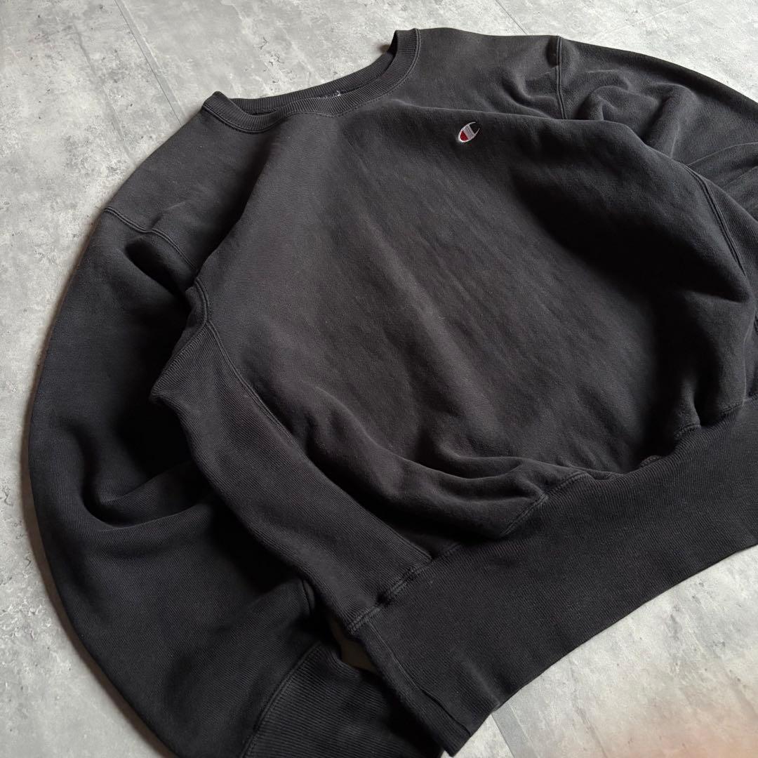 【90s champion】リバースウィーブ　スウェット　墨黒　フェード　古着