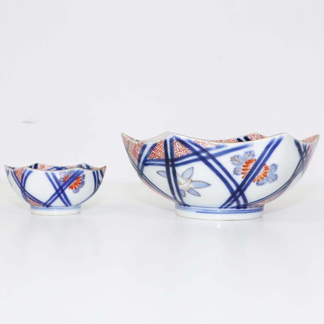 陶泉堂 桔梗型器 染付 金彩 膾皿 17客 小鉢18客 木箱付