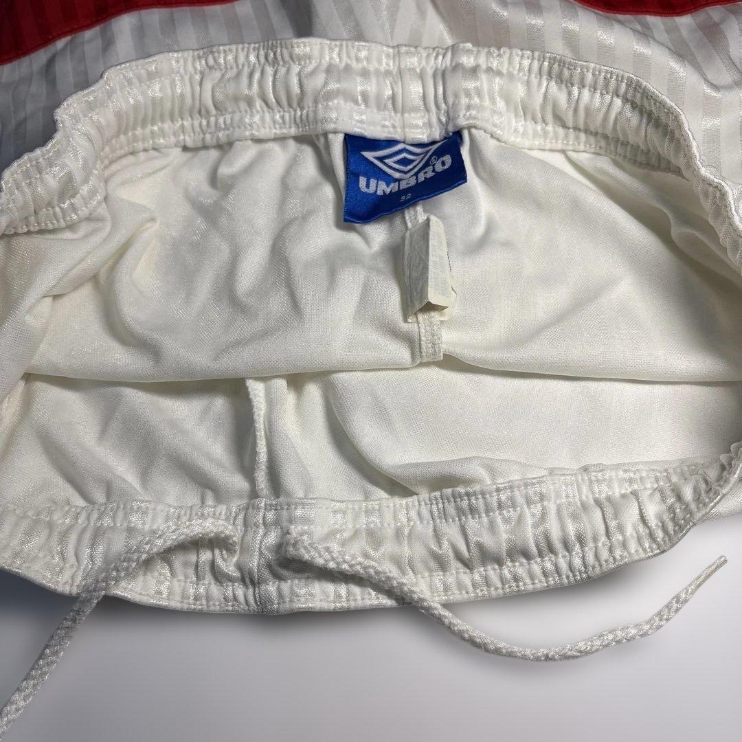【極美品/希少】90s UMBRO シャドーストライプ サッカーパンツ白赤L相当