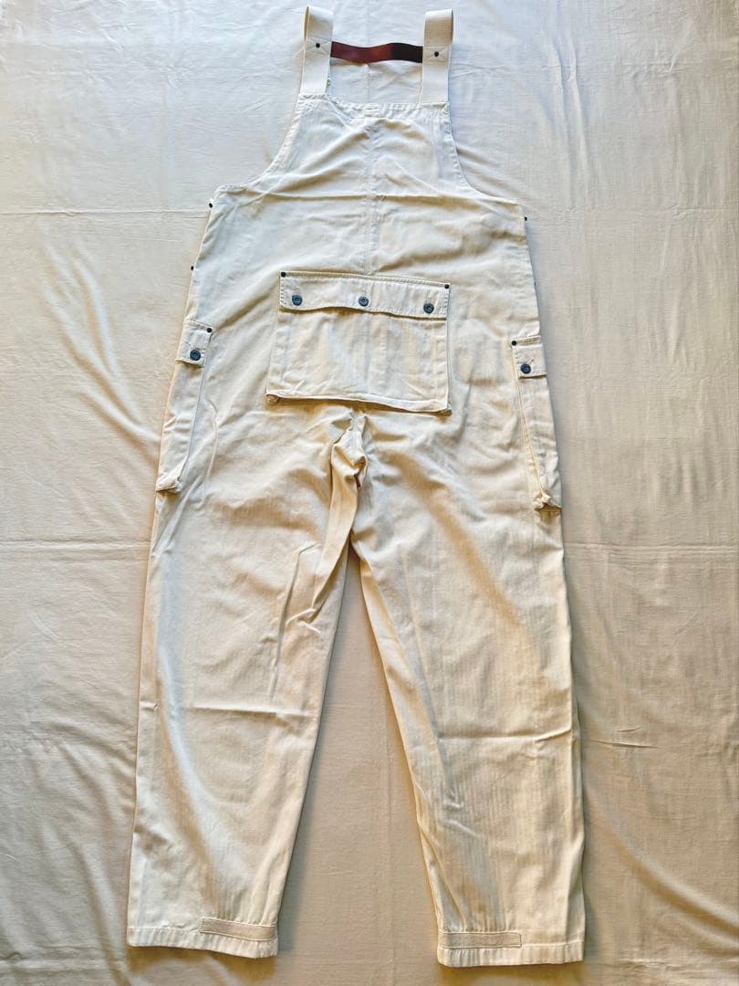 Nigel Cabourn LYBROオーバーオール ヘリンボーン　52 白