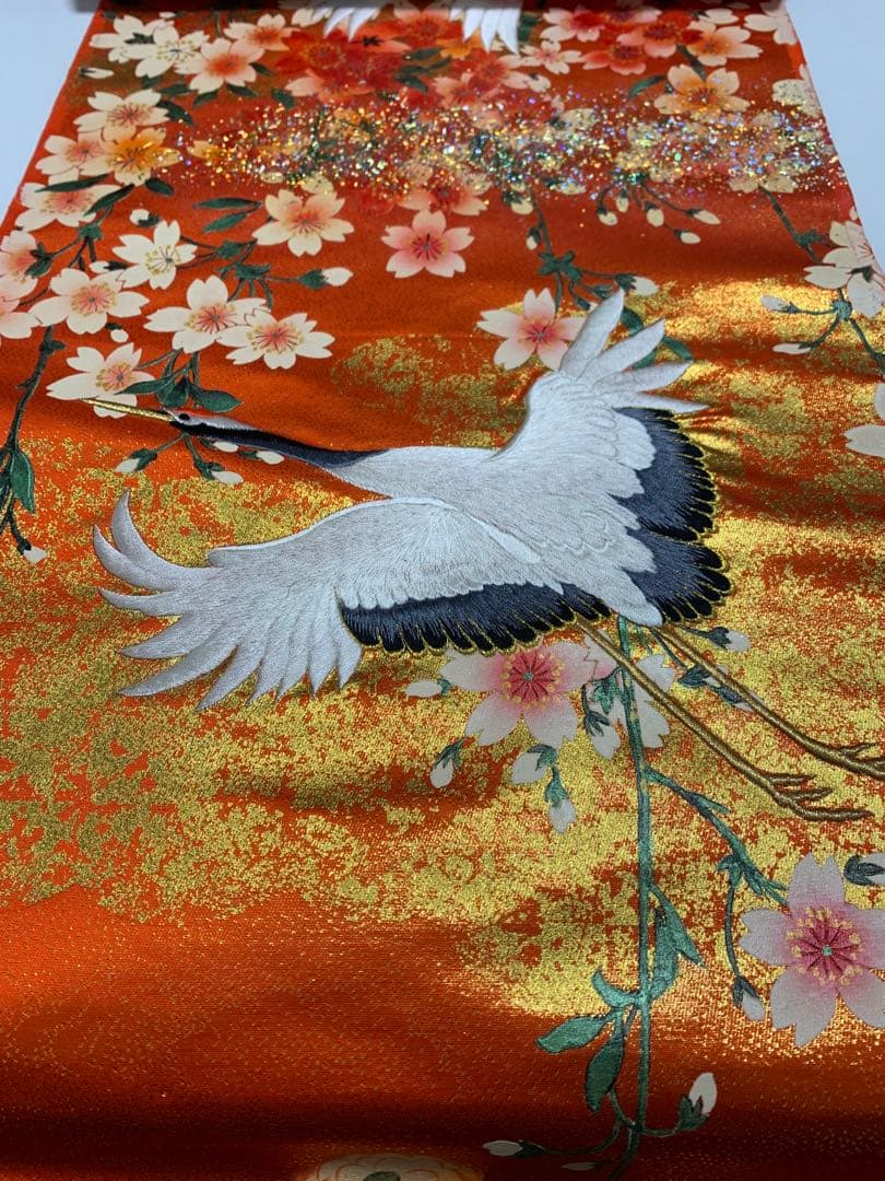 ★京都発・豪華絢爛・新品　西陣織打掛　鶴　織物・タペストリー！