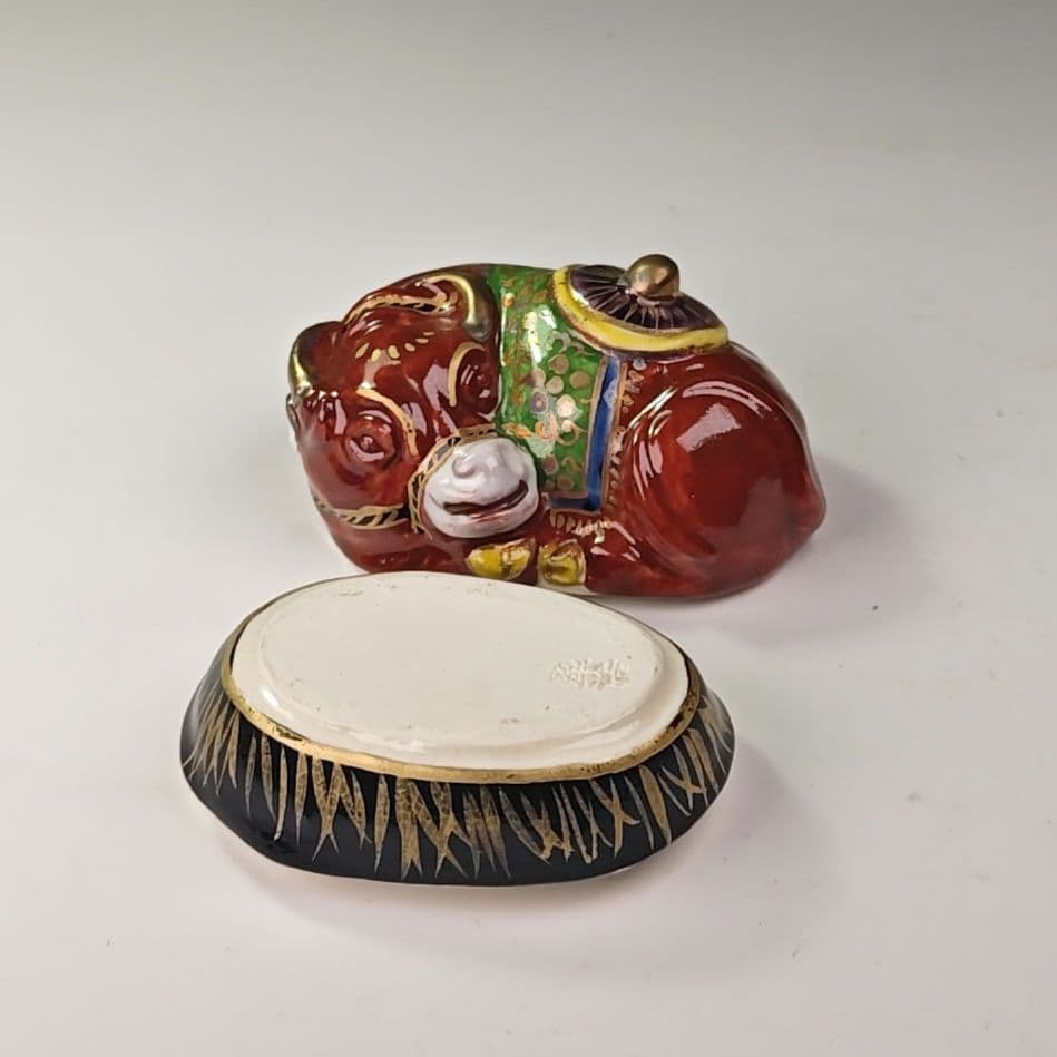 ウ316 香合『翠浩造』『笠牛　色絵香合　共箱』茶道具