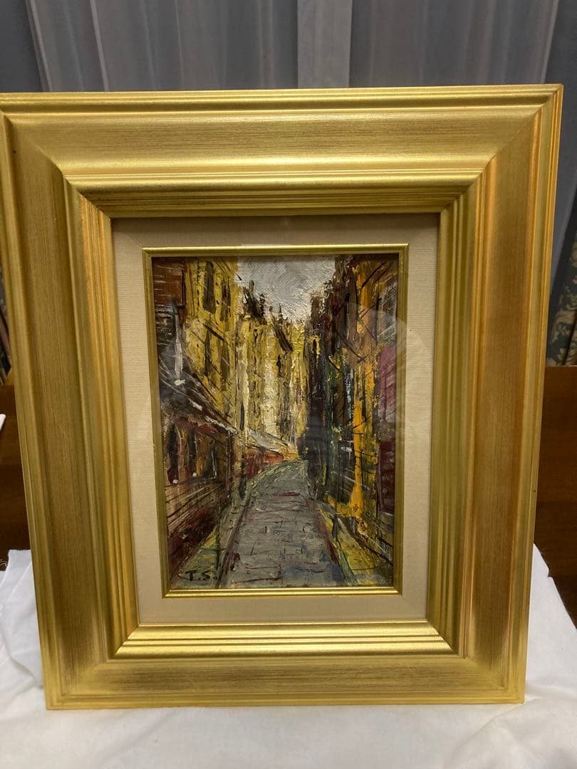 油絵　油彩画　✳️ 肉筆　津島俊介　SM２号 追憶の街〜通　サイン有