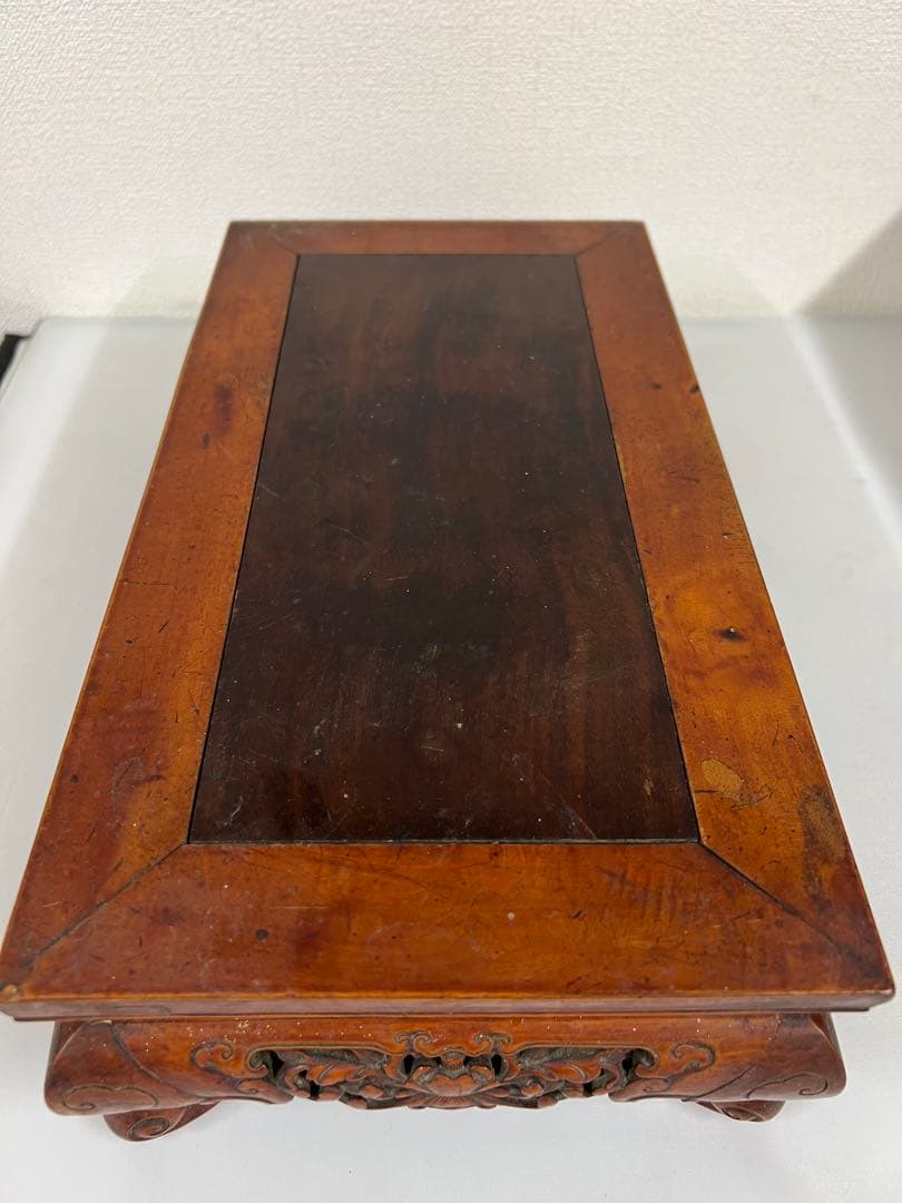 古美術/物置/紫檀台/柘植/天然木；F26