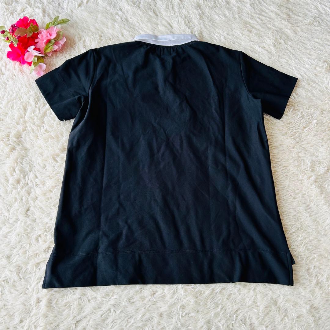 【美品】アルチビオレディース 半袖ポロシャツ 36（S）黒ブラック ロゴ入り