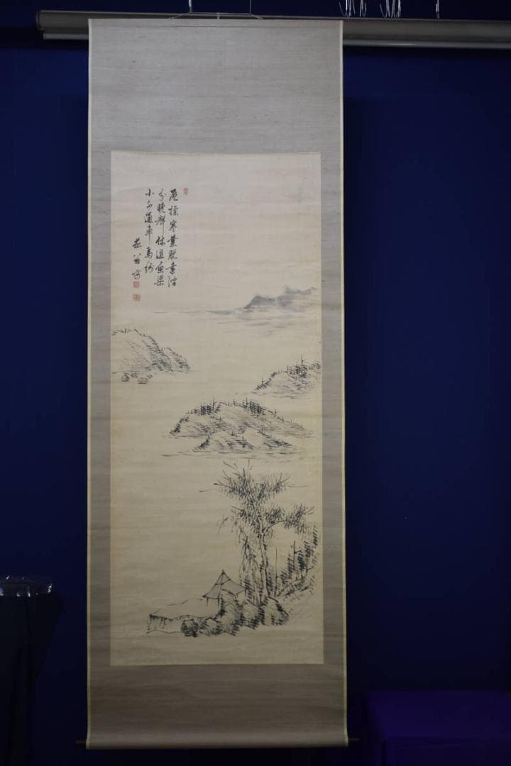 真作/貫名海屋/江山画賛/布袋屋掛軸HF-177