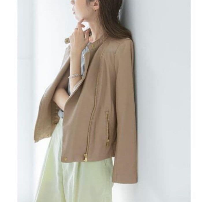 NOBLE ベージュ シングルライダースジャケット