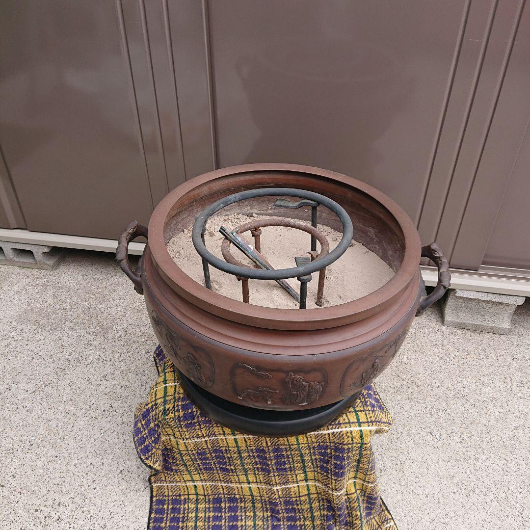 火鉢、唐銅古美術、五徳付
