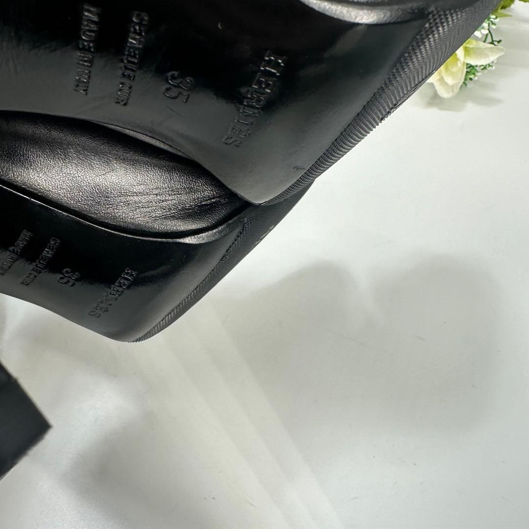 美品★HERMES★エルメス ミュール サンダル レザー 黒 ヒール サイズ35