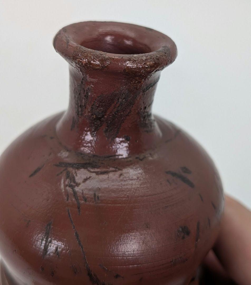 江戸末期 古備前 三方徳利 合箱合布 人形徳利 とっくり 一輪挿し花入 備前焼